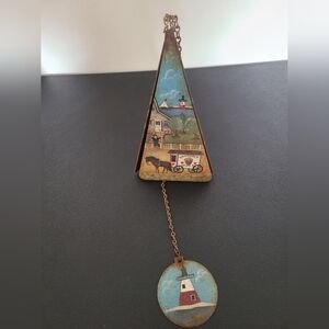 Vintage Hand-Painted Metal Traingular Wind Chime
